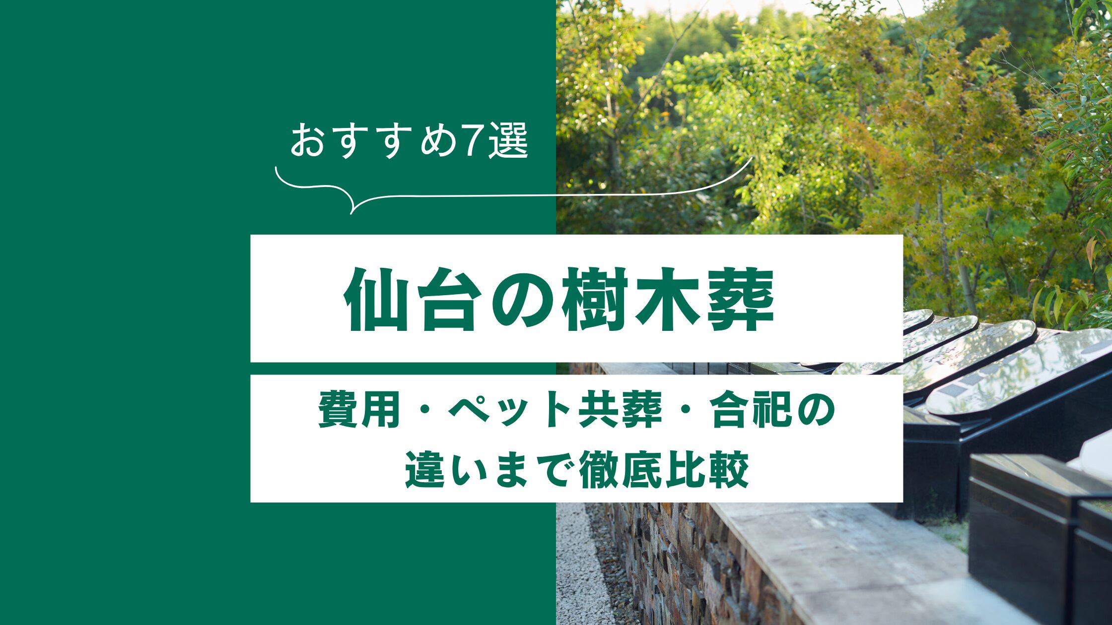 仙台の樹木葬おすすめ7選｜費用・ペット共葬・合祀の違いまで徹底比較