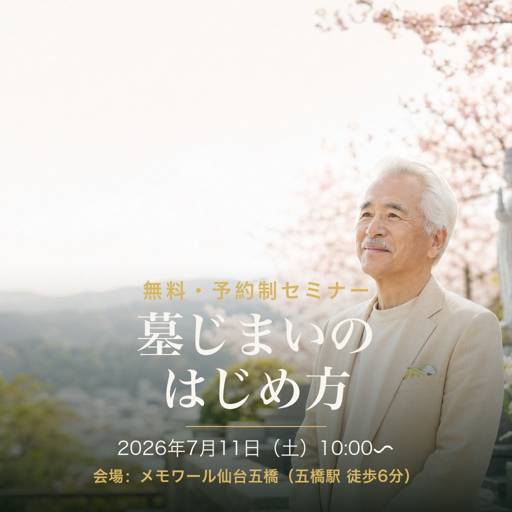 【7/11(土)10時〜】墓じまいのはじめ方｜無料セミナー（室内納骨堂メモワール仙台五橋で開催）